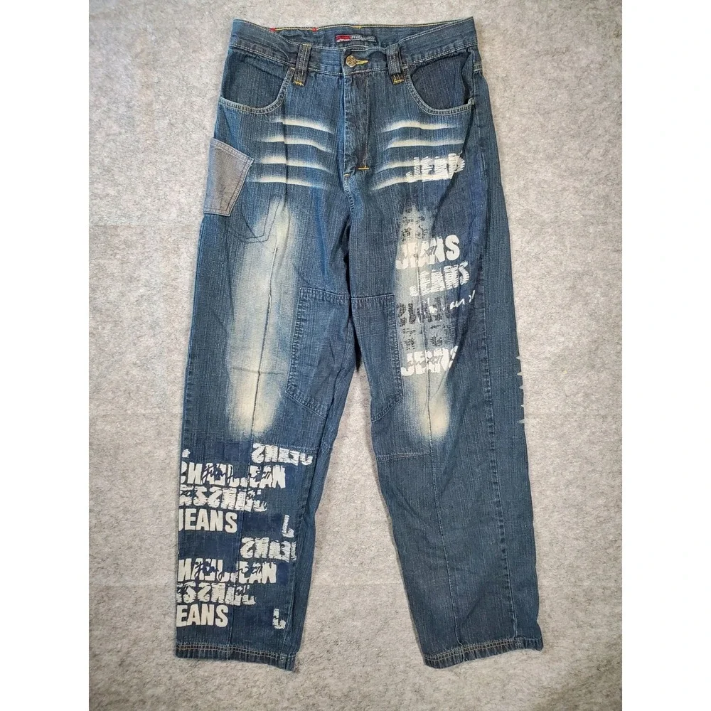 Vintage FUBU Jeans Mens Size 32x34 Blue Denim Skater Y2K Baggy Streetwear